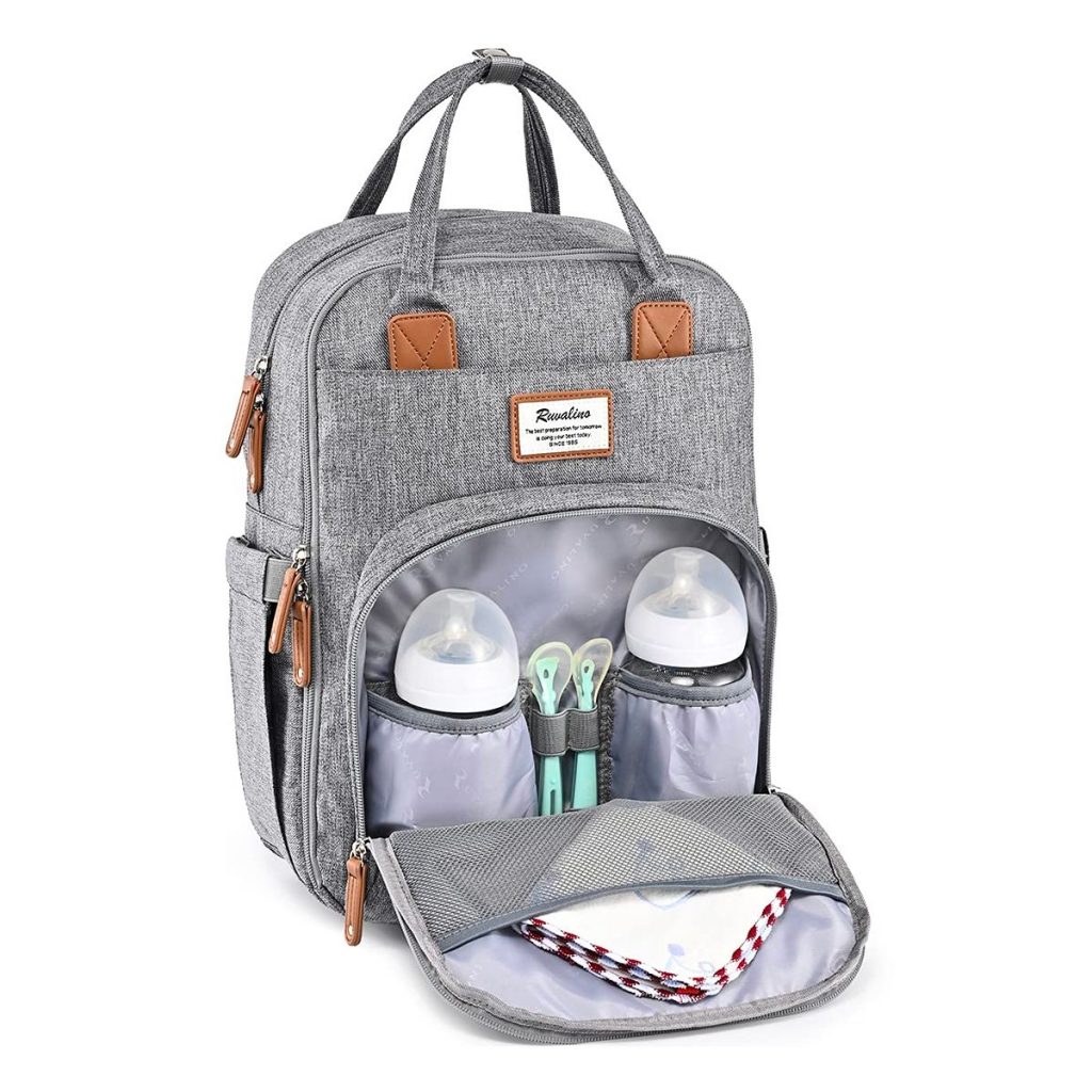 A must have product for a new baby: Diaper Bag; A diaper bag is a perfect spot to store everything you need for your baby in one place when you're out and about.